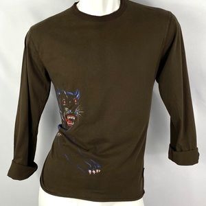 Burn N Violet | Mens Brown Lsleeve Cat Graphic T - image 1